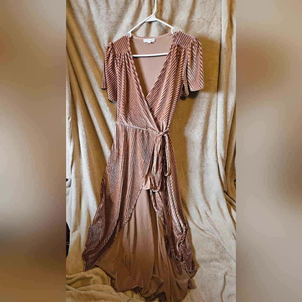 Baltic born Andi ribbed velvet dress champagne